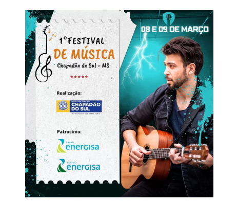 Imagem de compartilhamento para o artigo Prefeitura aumenta prazo para inscrições do Festival de Música de Chapadão do Sul da MS Todo dia